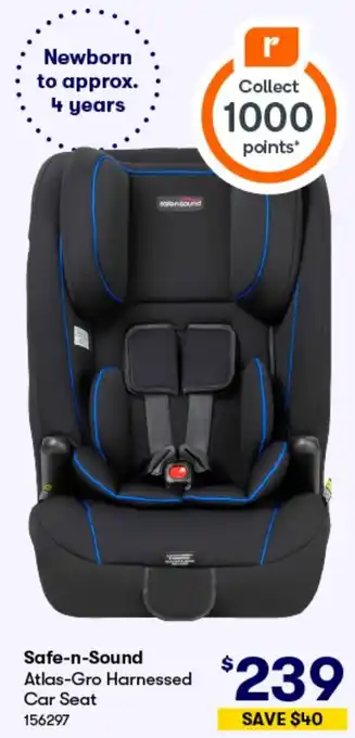 BIG W Safe-n-Sound Atlas-Gro Harnessed Car Seat offer