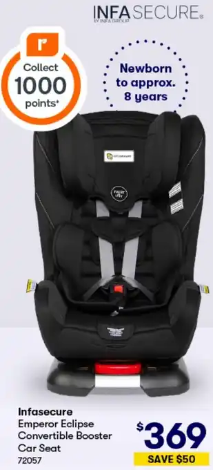 BIG W Infasecure Emperor Eclipse Convertible Booster Car Seat offer