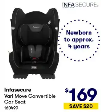 BIG W Infasecure Vari Move Convertible Car Seat offer