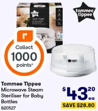 BIG W Tommee Tippee Microwave Steam Steriliser for Baby Bottles offer