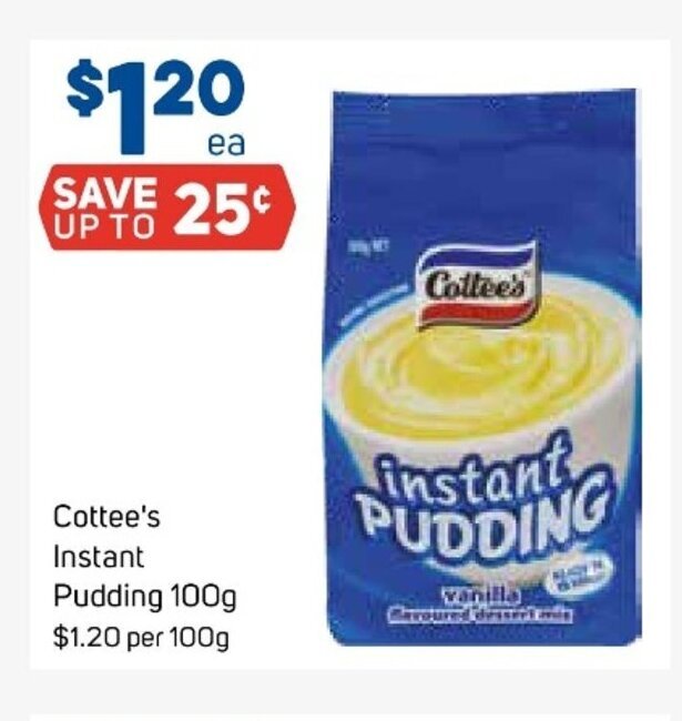 Cottee's Instant Pudding 100g offer at Foodland