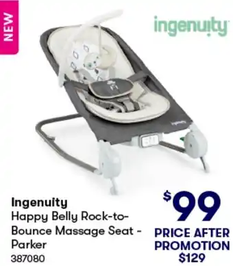 BIG W Ingenuity Happy Belly Rock-to- Bounce Massage Seat - Parker offer