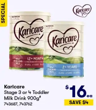 BIG W Karicare Stage 3 or 4 Toddler Milk Drink 900g offer