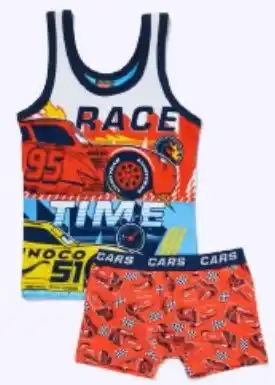 BIG W Cars Kids Singlet and Trunks Set Sizes 2-3 to 6-8 offer