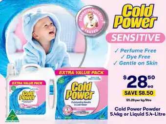 BIG W Cold Power Powder 5.4kg or Liquid 5.4-Litre offer