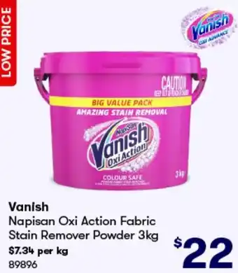 BIG W Vanish Napisan Oxi Action Fabric Stain Remover Powder 3kg offer