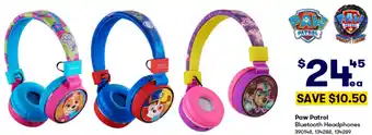BIG W Paw Patrol Bluetooth Headphones offer