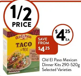 Foodworks Old El Paso Mexican Dinner Kits 290-520g offer