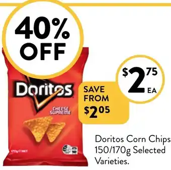 Foodworks Doritos Corn Chips 150/170g offer