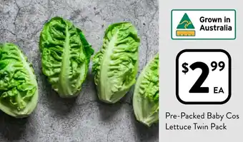 Foodworks Pre-Packed Baby Cos Lettuce Twin Pack offer