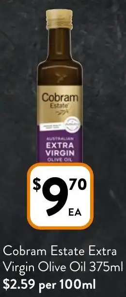 Foodworks Cobram Estate Extra Virgin Olive Oil 375ml offer