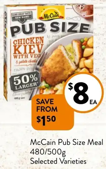 Foodworks McCain Pub Size Meal 480/500g offer
