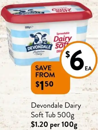 Foodworks Devondale Dairy Soft Tub 500g offer
