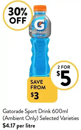 Foodworks Gatorade Sport Drink 600ml offer