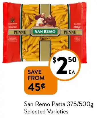 Foodworks San Remo Pasta 375/500g offer