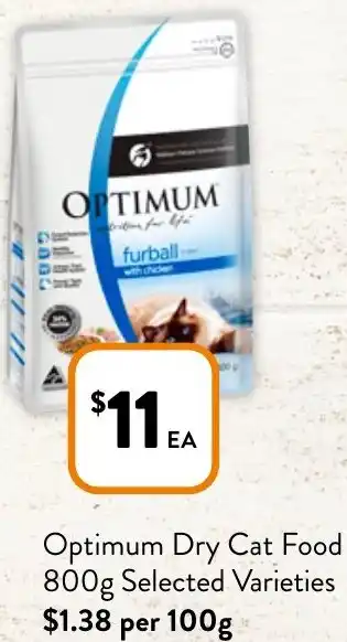 Foodworks Optimum Dry Cat Food 800g offer