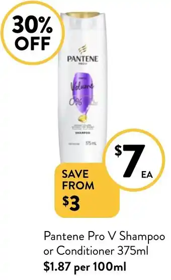 Foodworks Pantene Pro V Shampoo or Conditioner 375ml offer