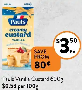 Foodworks Pauls Vanilla Custard 600g offer