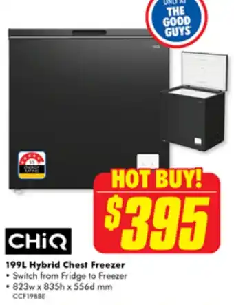 The Good Guys CHIQ 199L Hybrid Chest Freezer offer