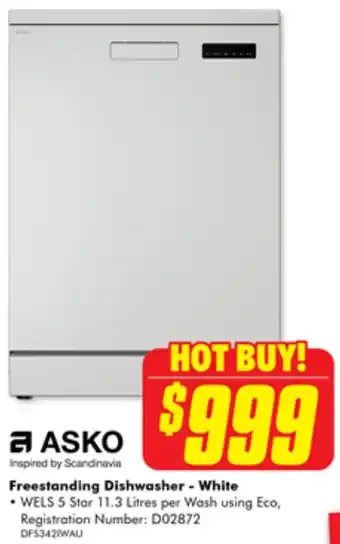 The Good Guys ASKO Freestanding Dishwasher - White offer