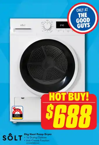 The Good Guys SÕLT 8kg Heat Pump Dryer offer