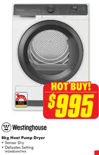 The Good Guys Westinghouse 8kg Heat Pump Dryer offer