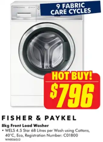 The Good Guys FISHER & PAYKEL 8kg Front Load Washer offer