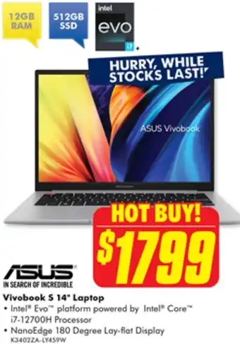 The Good Guys ASUS Vivobook S 14" Laptop offer