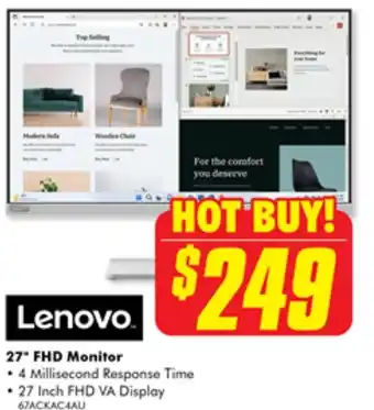 The Good Guys Lenovo 27" FHD Monitor offer