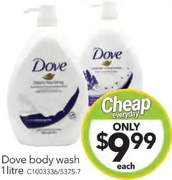 Cheap as Chips Dove body wash 1L offer