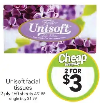 Cheap as Chips Unisoft facial tissues 2 ply 160 sheets offer