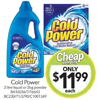 Cheap as Chips Cold Power 2 litre liquid or 2kg powder offer