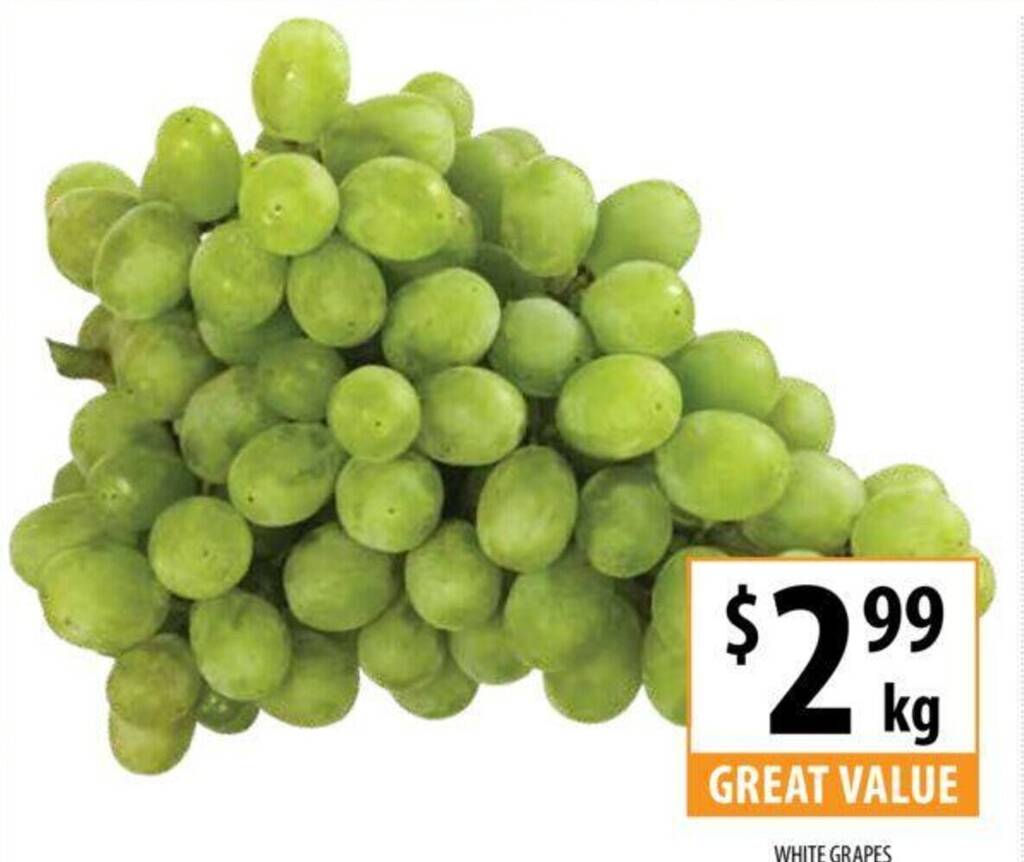 WHITE GRAPES per kg offer at Supabarn