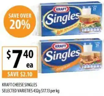 Supabarn KRAFT CHEESE SINGLES 432g offer