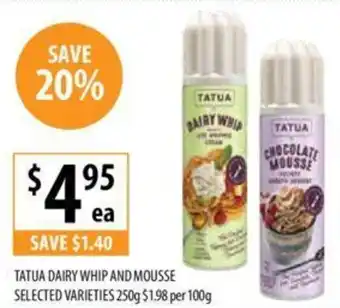 Supabarn TATUA DAIRY WHIP AND MOUSSE 250g offer
