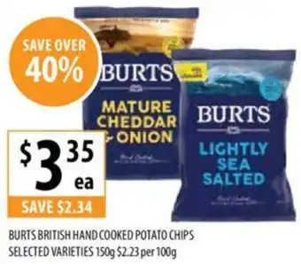 Supabarn BURTS BRITISH HAND COOKED POTATO CHIPS 150g offer