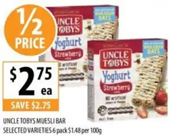 Supabarn UNCLE TOBYS MUESLI BAR 6 pack offer