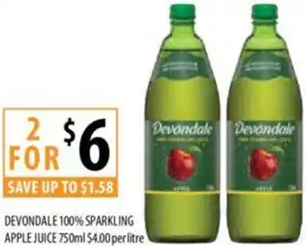Supabarn DEVONDALE 100% SPARKLING APPLE JUICE 750ml offer