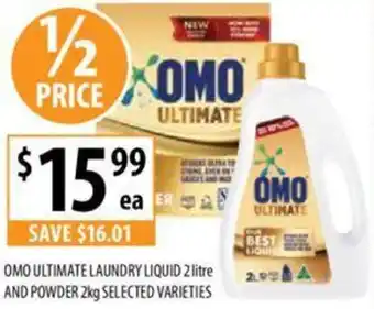 Supabarn OMO ULTIMATE LAUNDRY LIQUID 2 litre AND POWDER 2kg offer