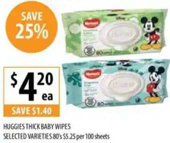 Supabarn HUGGIES THICK BABY WIPES 80's offer
