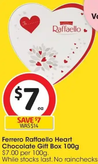 Coles Ferrero Raffaello Heart Chocolate Gift Box 100g offer