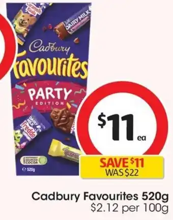 Coles Cadbury Favourites 520g offer