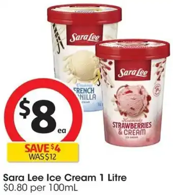 Coles Sara Lee Ice Cream 1 Litre offer