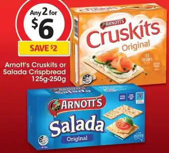 Coles Arnott's Cruskits or Salada Crispbread 125g-250g offer