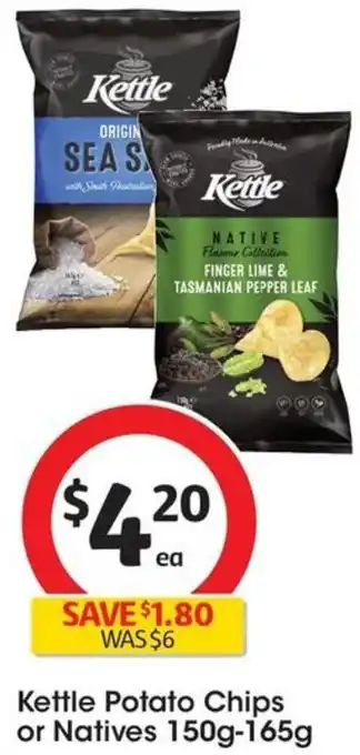 Coles Kettle Potato Chips or Natives 150g-165g offer