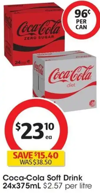 Coles Coca-Cola Soft Drink 24x375mL offer
