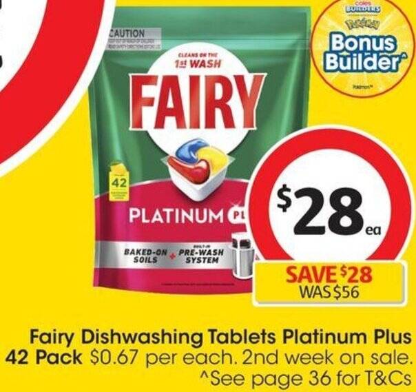 Fairy Dishwashing Tablets Platinum Plus 42 Pack offer at Coles
