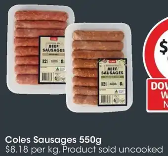 Coles Coles Sausages 550g offer