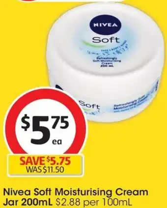 Coles Nivea Soft Moisturising Cream Jar 200mL offer