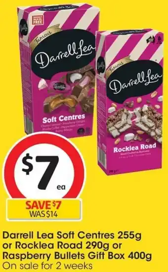 Coles Darrell Lea Soft Centres 255g or Rocklea Road 290g or Raspberry Bullets Gift Box 400g offer